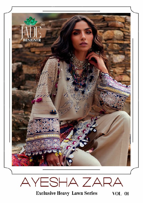Jade Ayesha Zara Vol-1 Wholesale Heavy Lawn Series Printed Dress Material