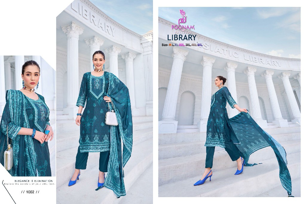 Poonam Library Wholesale Soft Poli Crepe Readymade 3 Piece Suits