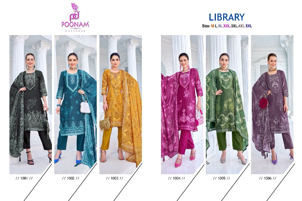 Poonam Library Wholesale Soft Poli Crepe Readymade 3 Piece Suits
