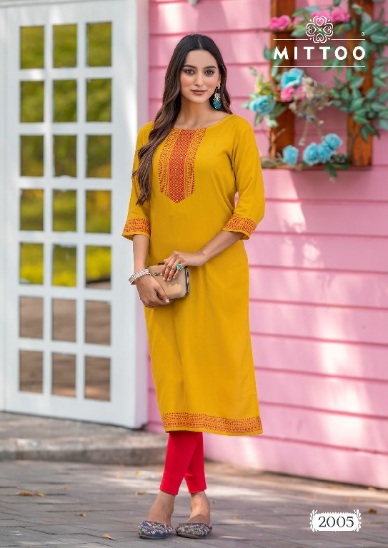 Mittoo Siyaa Wholesale Viscose Weaving With Handwork Long Kurtis