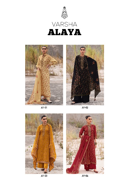 Varsha Alaya Wholesale Crepe Digitally With Embroidery Salwar Suits