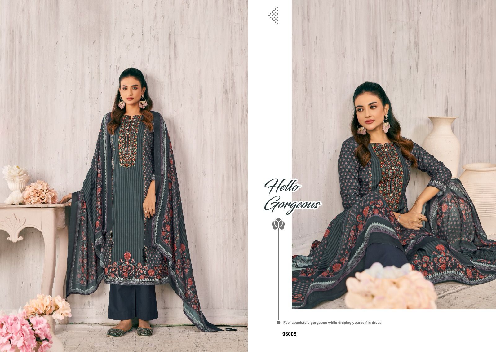 Nishant Saima Muslin Wholesale Pure Viscose Muslin With Heavy Handwork Dress Material
