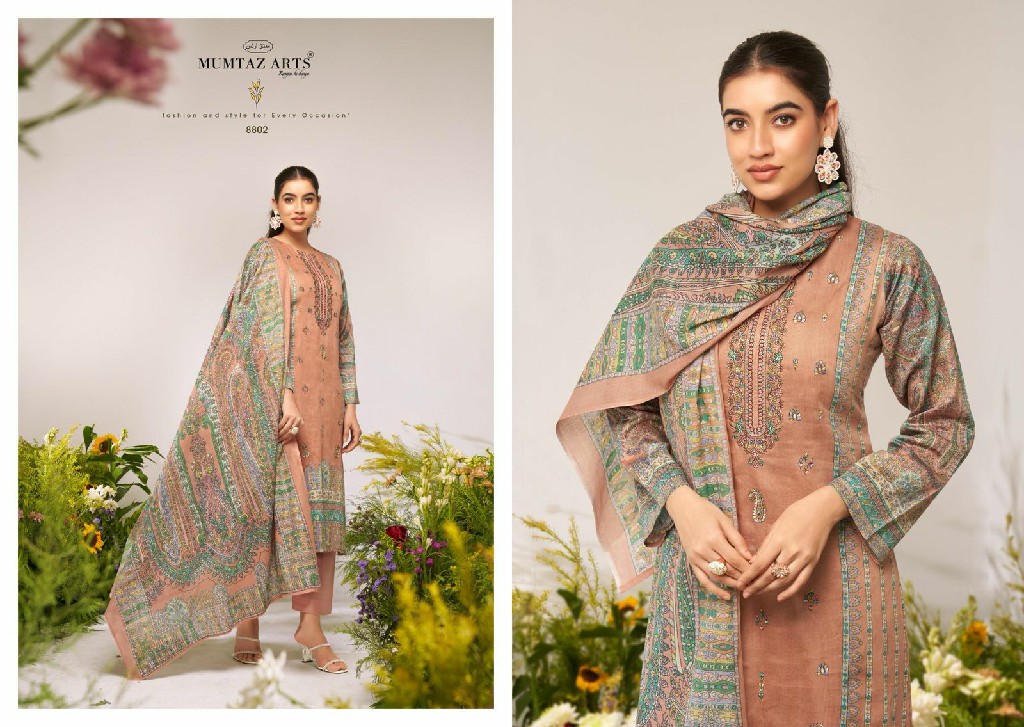 Mumtaz Arts Flower Valley Wholesale Pure Jam Satin With Embroidery Work Dress Material