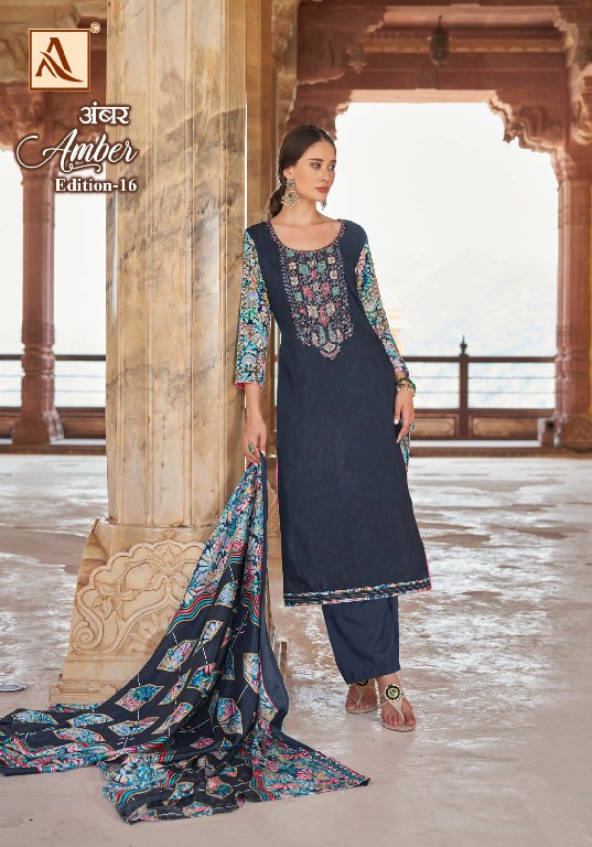 Alok Amber Vol-16 Wholesale Reyon With Fancy Work Dress Material
