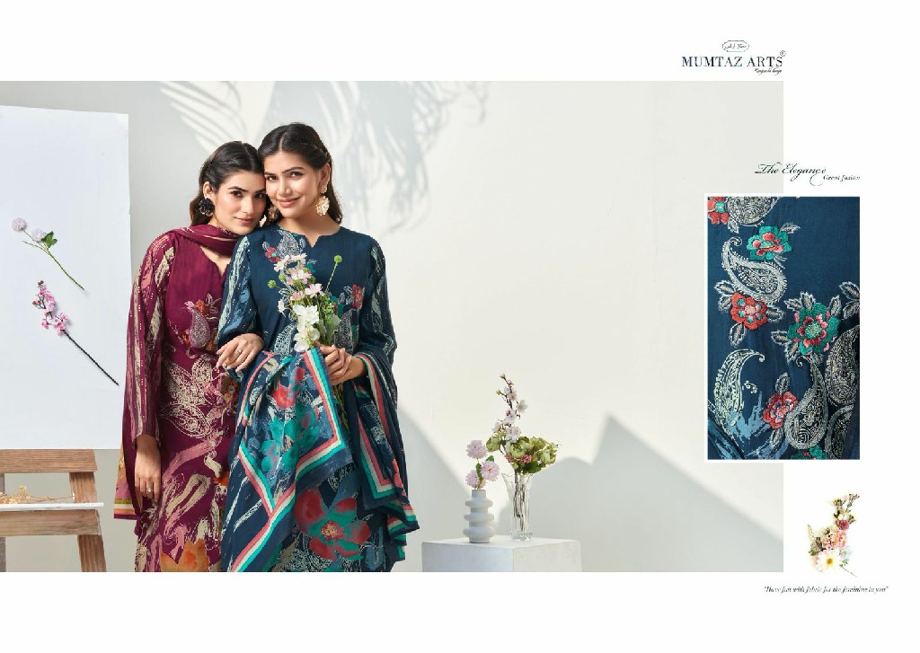 Mumtaz Arts Fariha Wholesale Viscose Muslin With Embroidery Work Dress Material