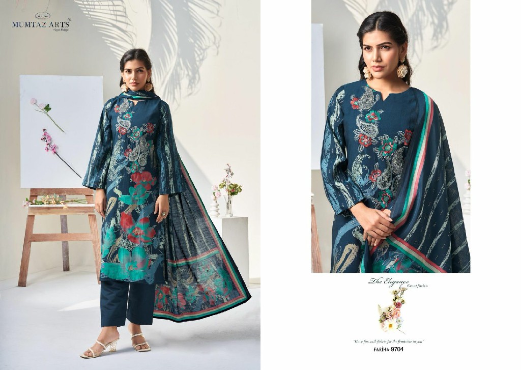 Mumtaz Arts Fariha Wholesale Viscose Muslin With Embroidery Work Dress Material