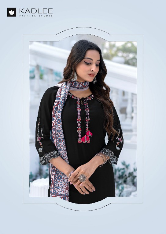 Kadlee Evergreen Wholesale Viscose Silk Top With Pant And Dupatta