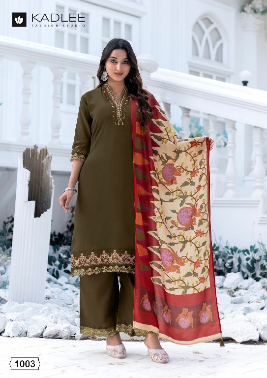 Kadlee Evergreen Wholesale Viscose Silk Top With Pant And Dupatta