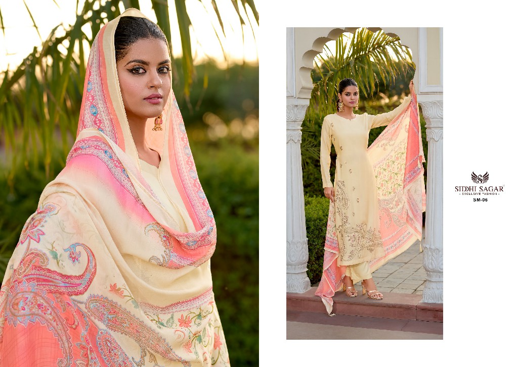 Siddhi Sagar Sanam Wholesale Pure Bemberg Silk With Work Dress Material