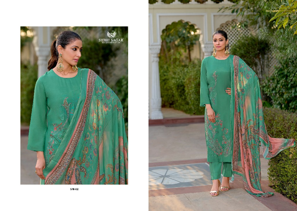 Siddhi Sagar Sanam Wholesale Pure Bemberg Silk With Work Dress Material