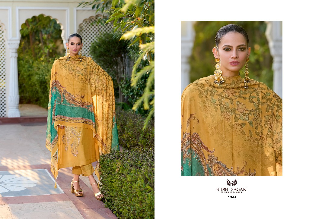 Siddhi Sagar Sanam Wholesale Pure Bemberg Silk With Work Dress Material
