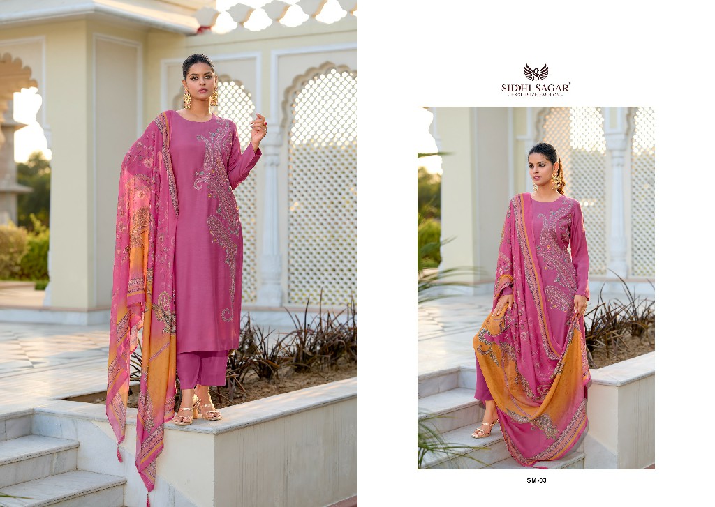 Siddhi Sagar Sanam Wholesale Pure Bemberg Silk With Work Dress Material
