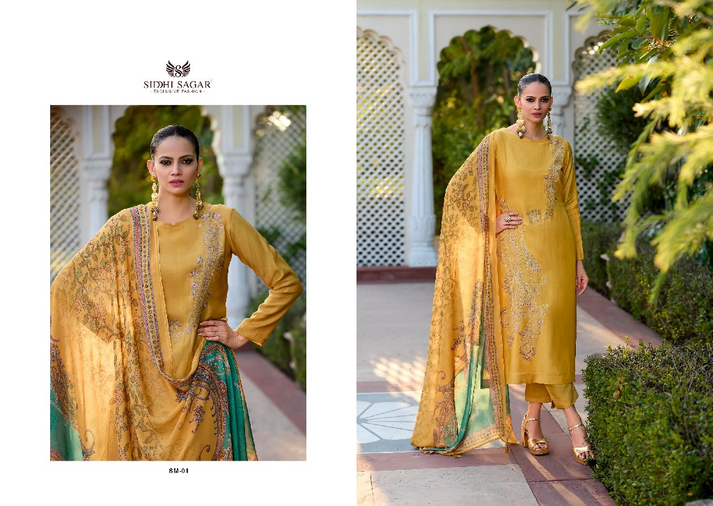 Siddhi Sagar Sanam Wholesale Pure Bemberg Silk With Work Dress Material
