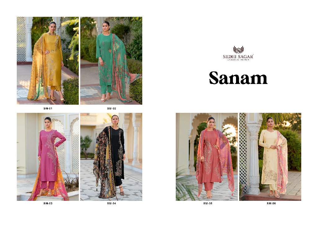 Siddhi Sagar Sanam Wholesale Pure Bemberg Silk With Work Dress Material