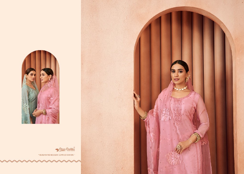 Shree Shalika Sakeena Wholesale Soft Organza With Embroidery Work Straight Suits