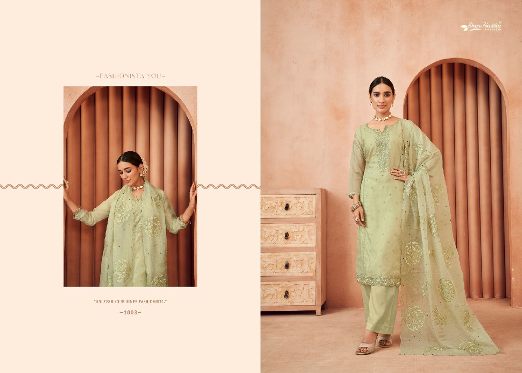 Shree Shalika Sakeena Wholesale Soft Organza With Embroidery Work Straight Suits