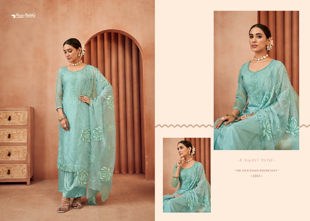 Shree Shalika Sakeena Wholesale Soft Organza With Embroidery Work Straight Suits