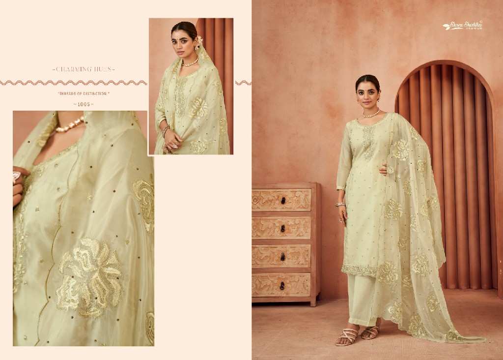 Shree Shalika Sakeena Wholesale Soft Organza With Embroidery Work Straight Suits