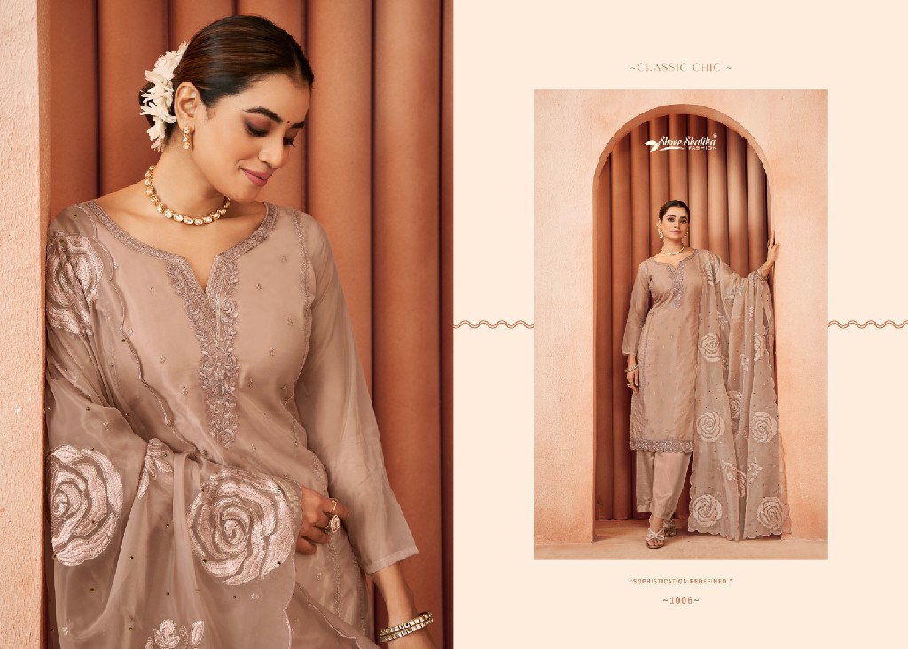 Shree Shalika Sakeena Wholesale Soft Organza With Embroidery Work Straight Suits