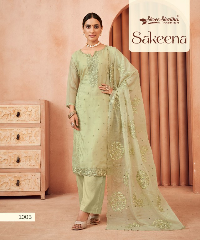 Shree Shalika Sakeena Wholesale Soft Organza With Embroidery Work Straight Suits