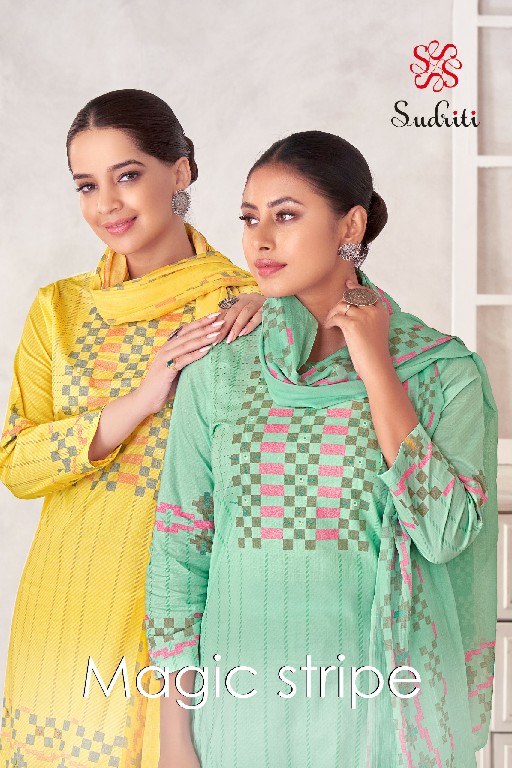 Sudriti Magic Stripe Wholesale Pure Cotton With Hand Work Salwar Suits