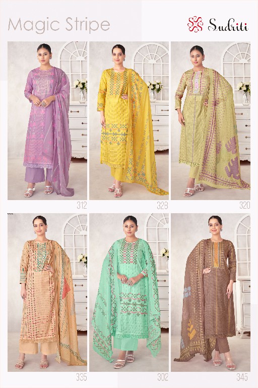 Sudriti Magic Stripe Wholesale Pure Cotton With Hand Work Salwar Suits