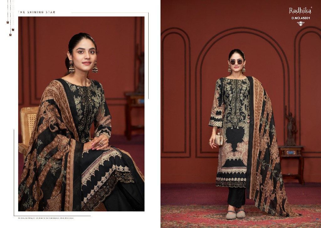 Radhika Azara Nussaret Wholesale Pure Cambric Cotton With Embroidery Work Dress Material