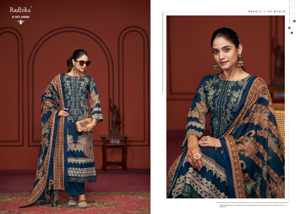 Radhika Azara Nussaret Wholesale Pure Cambric Cotton With Embroidery Work Dress Material