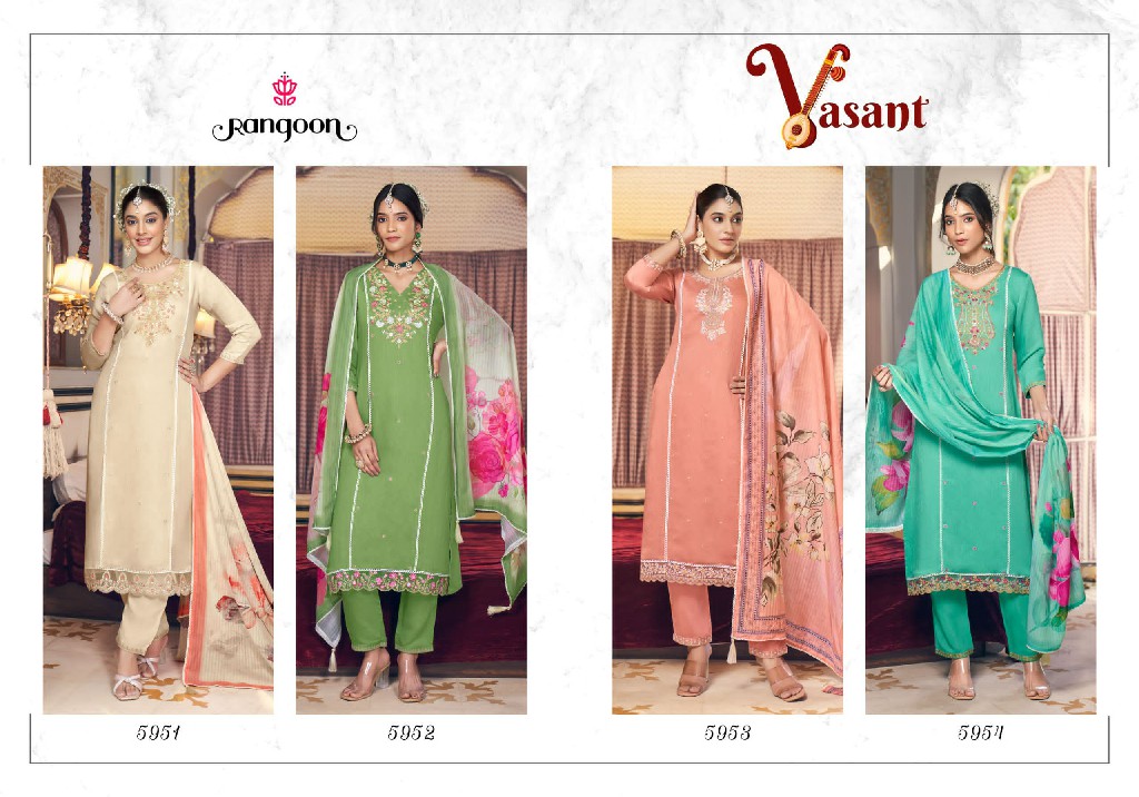 Rangoon Vasant Wholesale Viscose With Embroidery Work Readymade Suits