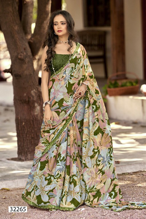 Vallabhi Dora Wholesale Floral Print With Swarovsaki Work Sarees