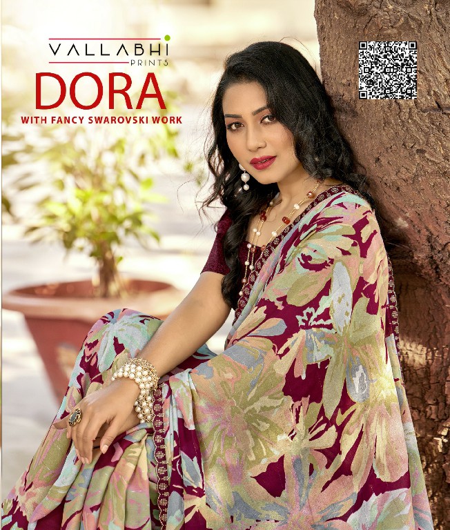 Vallabhi Dora Wholesale Floral Print With Swarovsaki Work Sarees