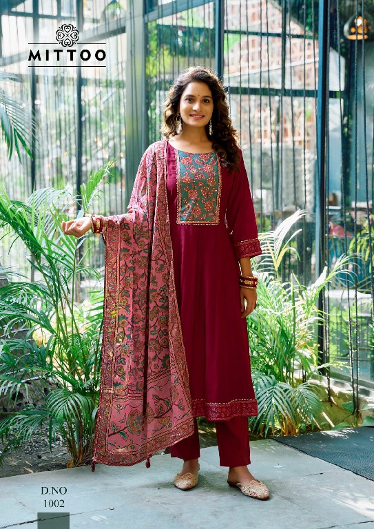 Mittoo Muskaan Wholesale Modal Silk Kurti With Pant And Dupatta