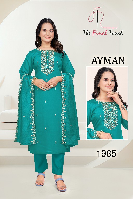 The Final Touch Ayman Wholesale Roman With Embroidery Kurti With Pant And Dupatta