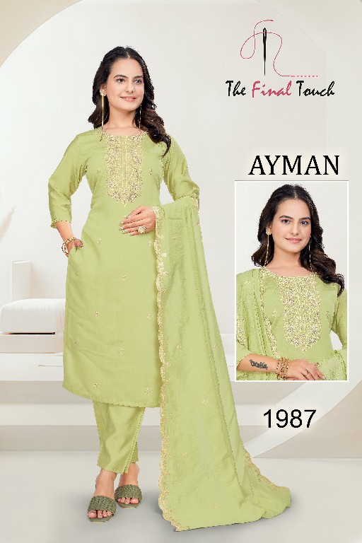 The Final Touch Ayman Wholesale Roman With Embroidery Kurti With Pant And Dupatta