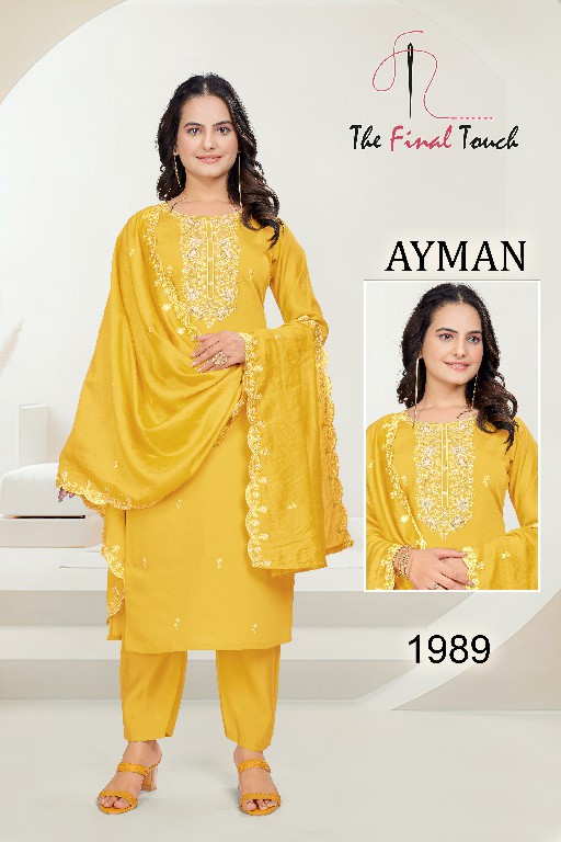 The Final Touch Ayman Wholesale Roman With Embroidery Kurti With Pant And Dupatta