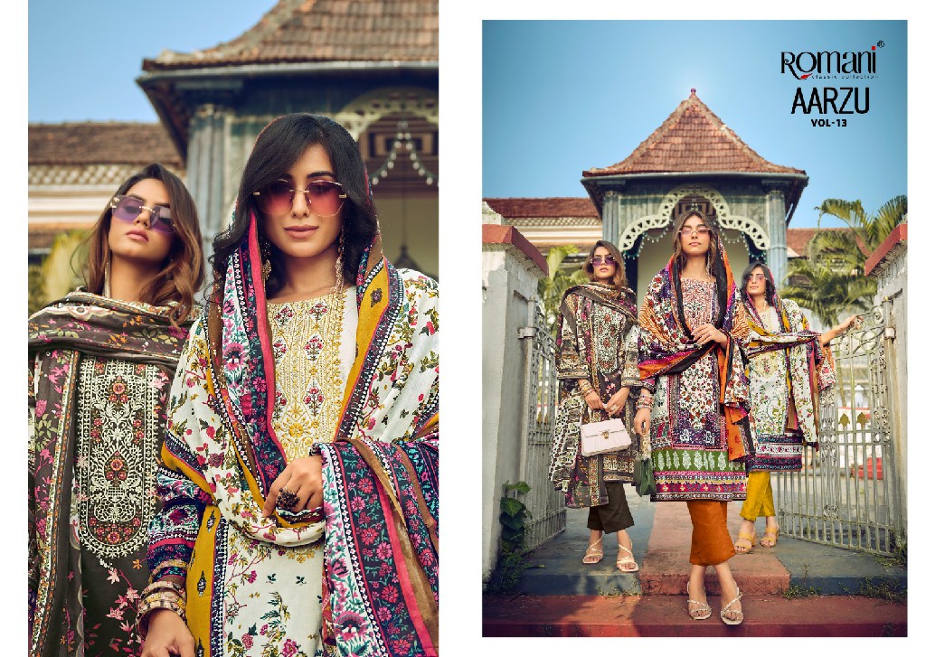 ROMANI PRESENTS AARZU VOL 13 HIT DESIGN SOFT COTTON PAKISTANI ETHNIC SALWAR SUIT