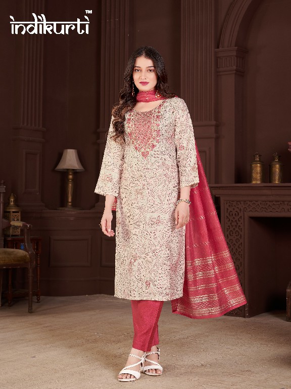 Indikurti Payal Wholesale Vertican Print With Work Top With Pant And Dupatta Combo