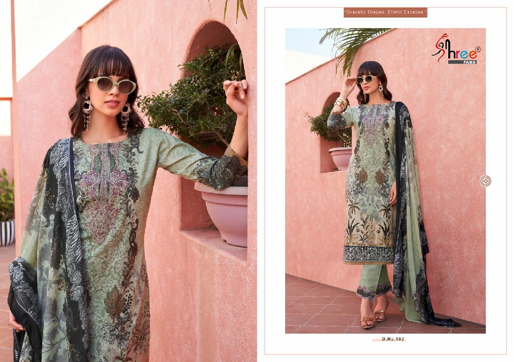 Shree Fabs Mashaal Emb Lawn Vol-1 Wholesale Patch Embroidery Pakistani Style Suits