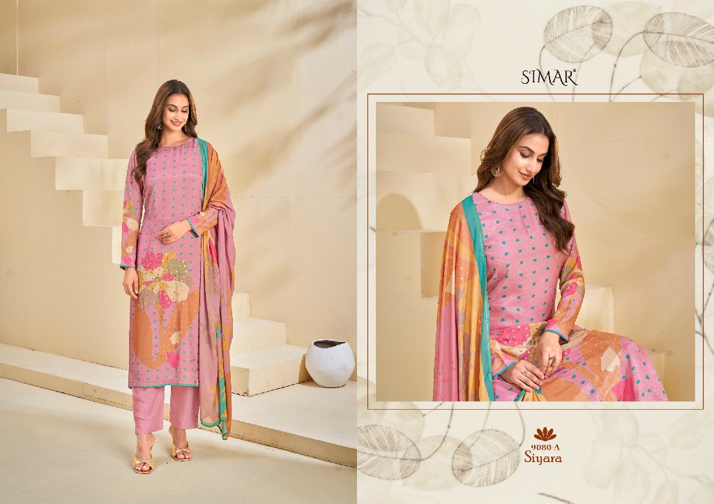 Glossy Simar Siyara Wholesale Pure Viscose Muslin With Handwork Salwar Suits
