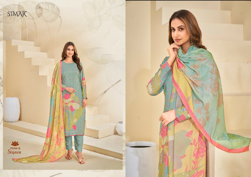 Glossy Simar Siyara Wholesale Pure Viscose Muslin With Handwork Salwar Suits