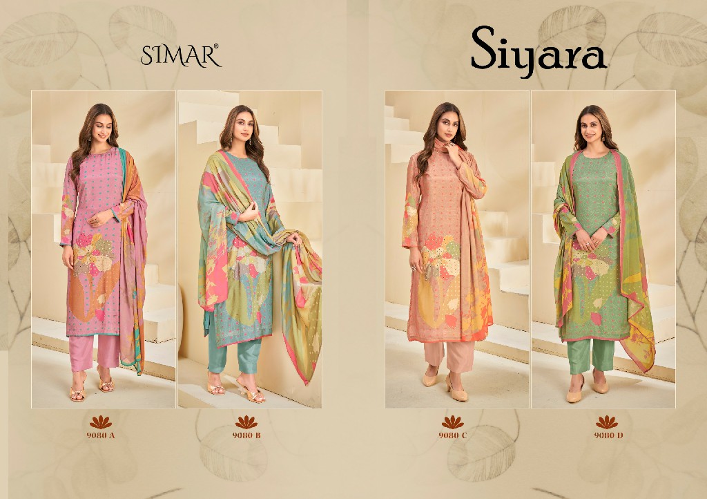 Glossy Simar Siyara Wholesale Pure Viscose Muslin With Handwork Salwar Suits