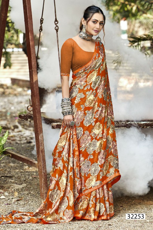 Vallabhi Mihika Wholesale Moss Georgette Floral Print Indian Sarees
