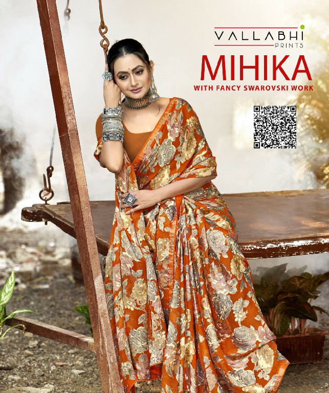 Vallabhi Mihika Wholesale Moss Georgette Floral Print Indian Sarees