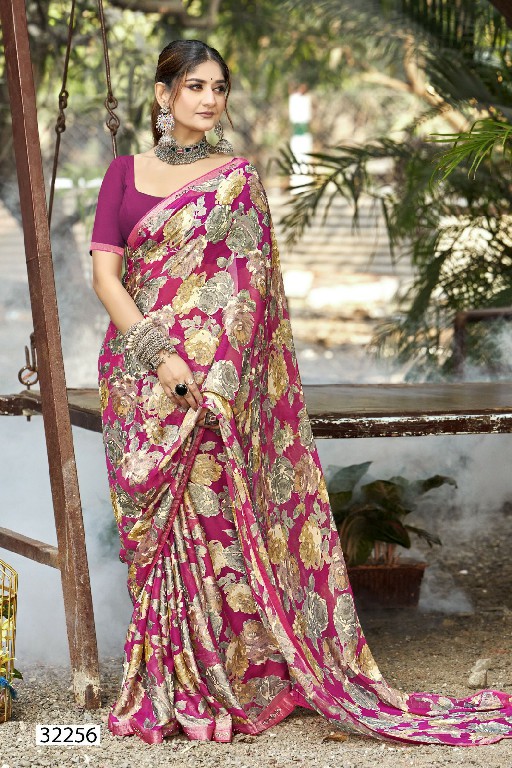 Vallabhi Mihika Wholesale Moss Georgette Floral Print Indian Sarees