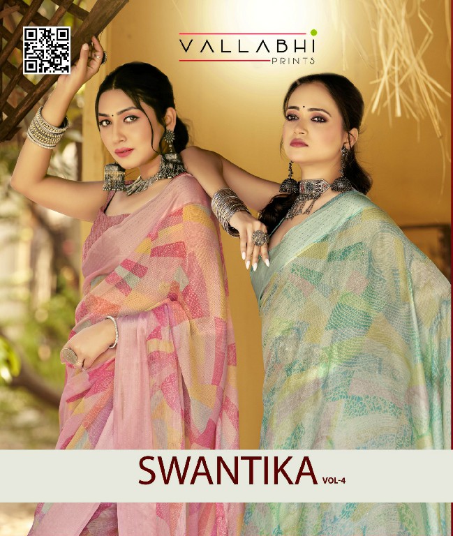 Vallabhi Swantika Vol-4 Wholesale Georgette Fabrics Abstract Print Sarees