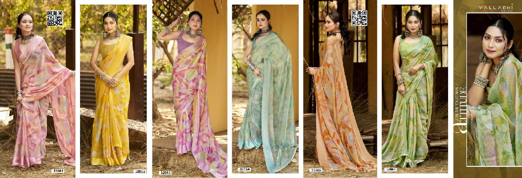 Vallabhi Swantika Vol-4 Wholesale Georgette Fabrics Abstract Print Sarees