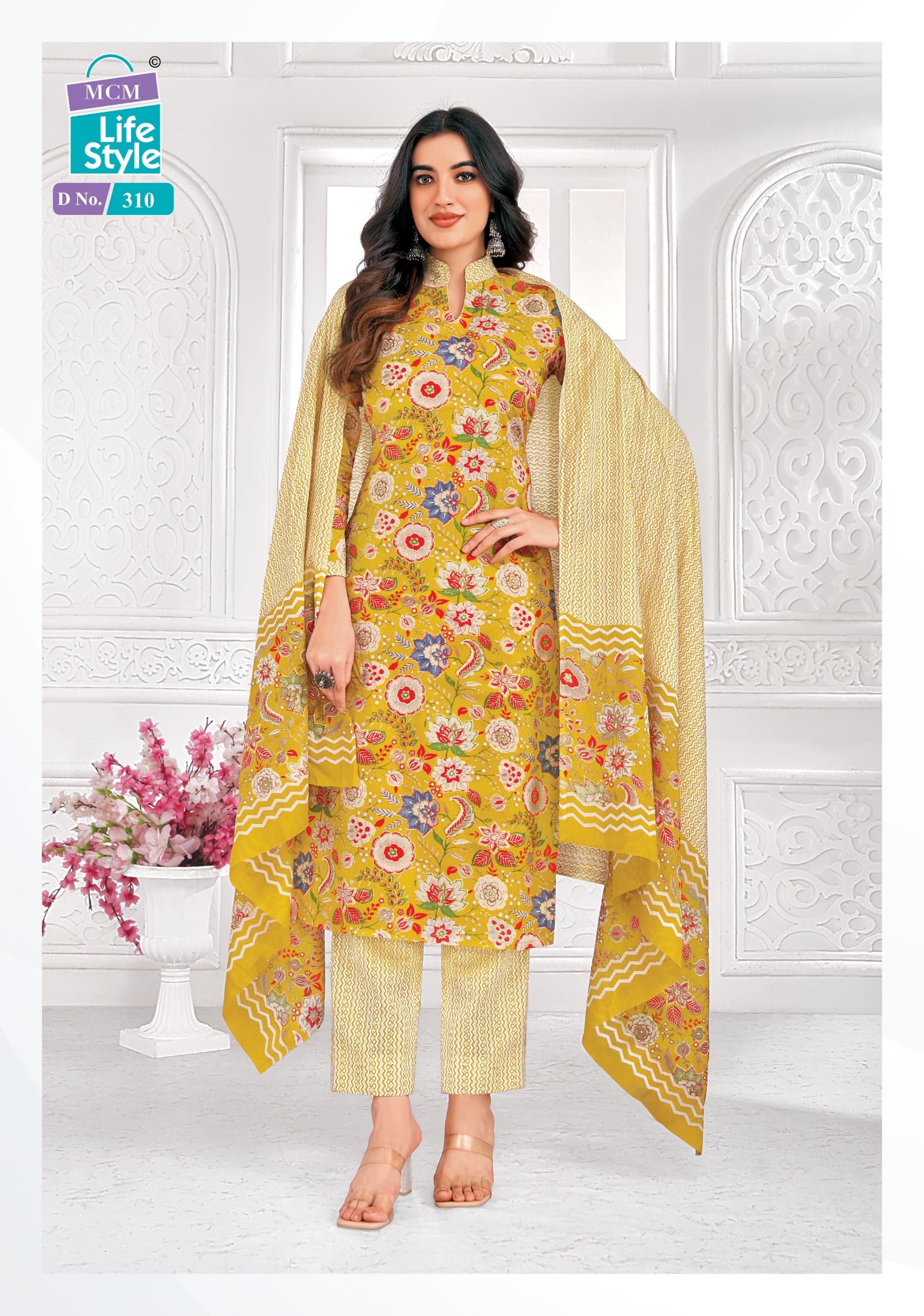 MCM Saanvi Wholesale Lawn Cotton With Foil Print And Mul Dupatta Dress Material