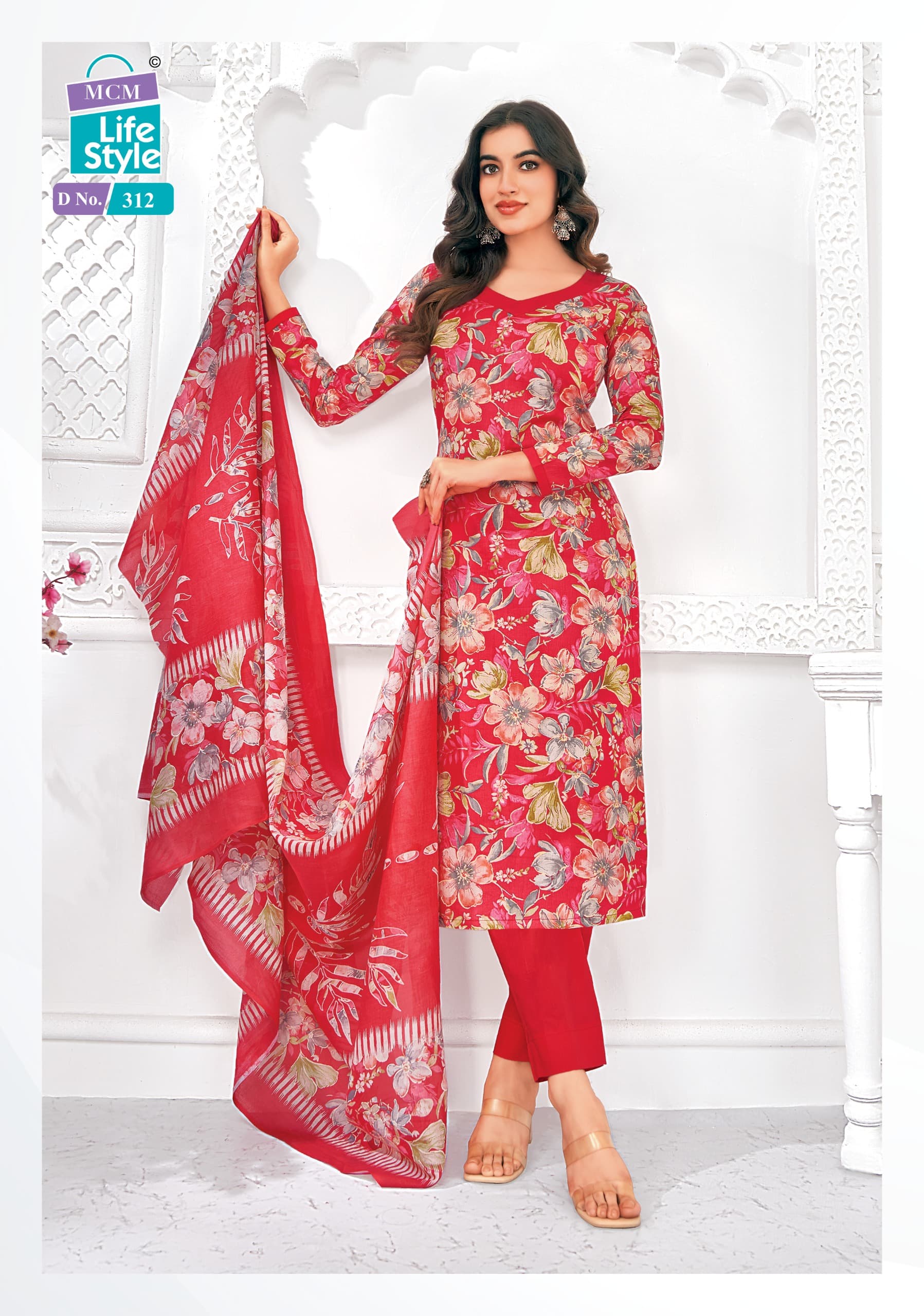 MCM Saanvi Wholesale Lawn Cotton With Foil Print And Mul Dupatta Dress Material