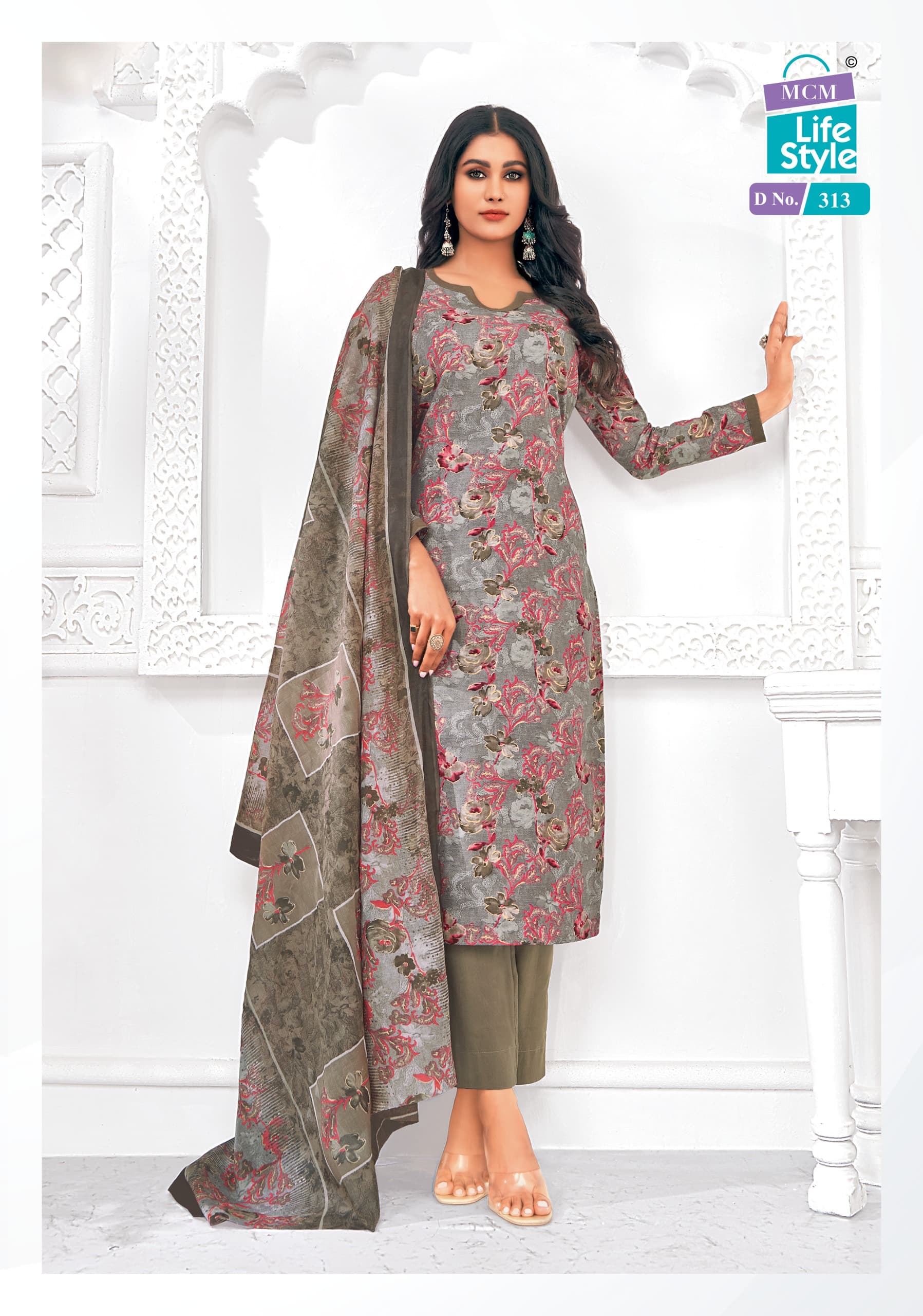 MCM Saanvi Wholesale Lawn Cotton With Foil Print And Mul Dupatta Dress Material