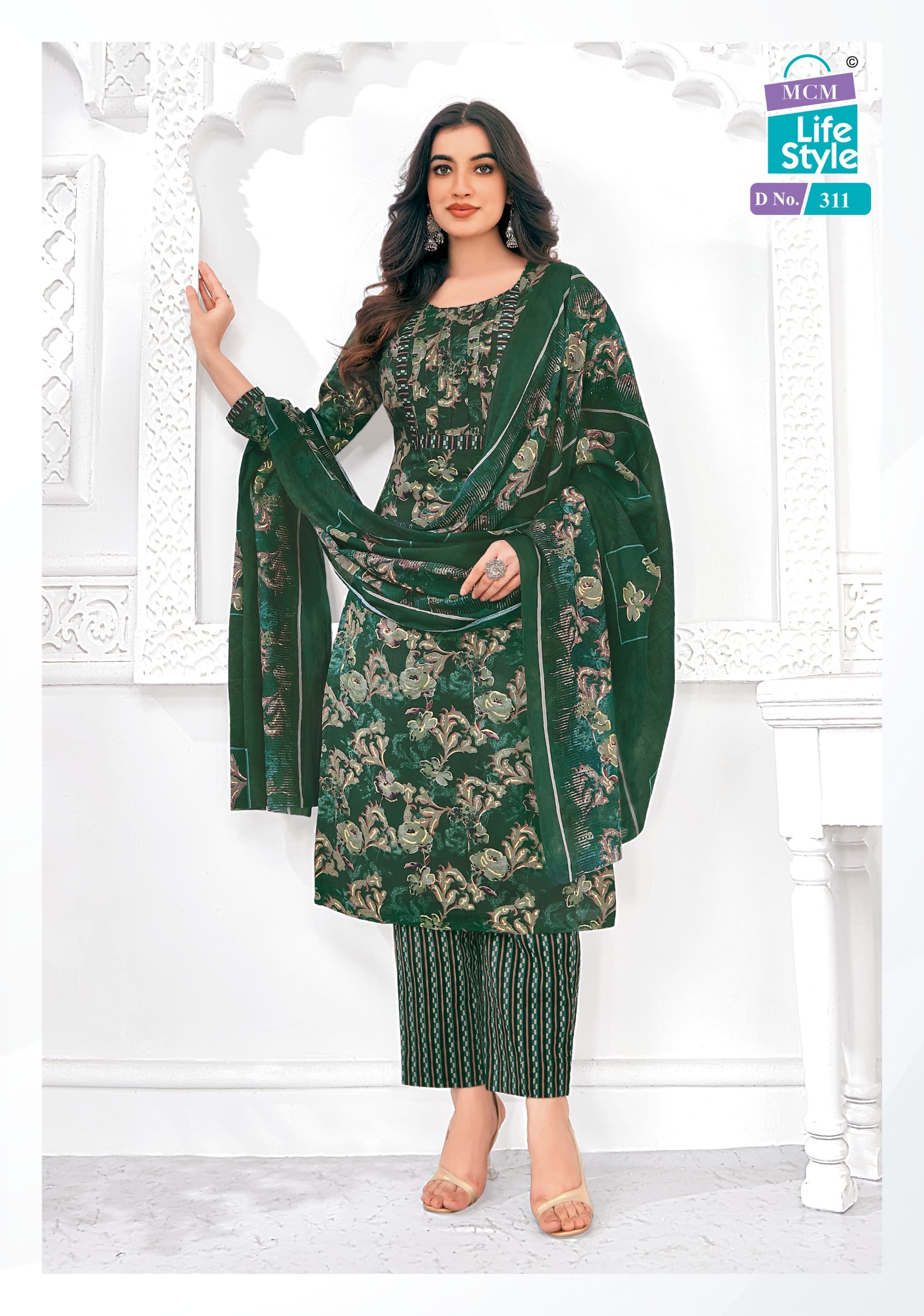 MCM Saanvi Wholesale Lawn Cotton With Foil Print And Mul Dupatta Dress Material